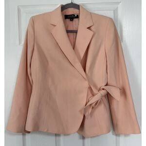 Kasper Women's Peach Pink Tie Front Blazer Jacket Size 4 Petite